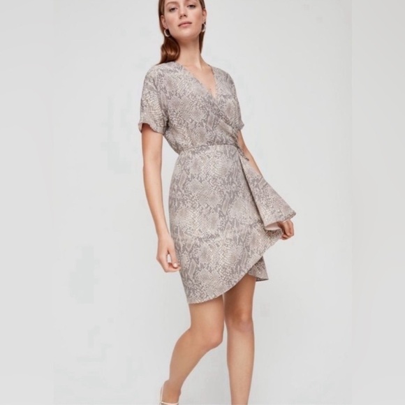Babaton Dresses & Skirts - Aritzia Babaton Snake print wrap dress, Size XS